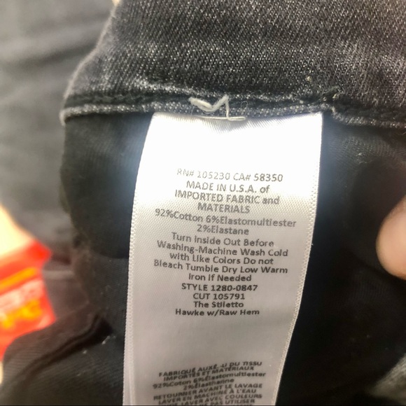 Current/Elliot Cropped Skinny Jeans Distressed Hems Faded Black 27 Waist - Picture 12 of 12